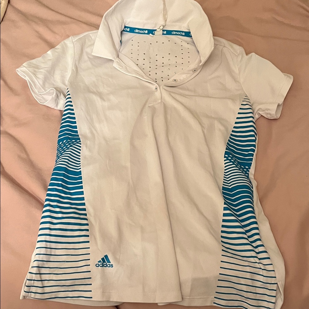 Adidas Kids Polo with White and Blue Accents